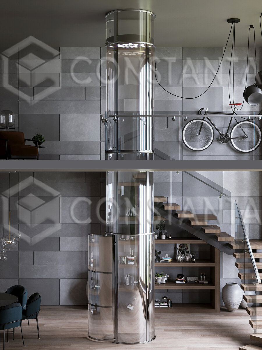 Лифт Air Crystal внутри коттеджа