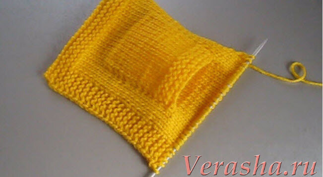 Накладной, бесшовный карман спицами