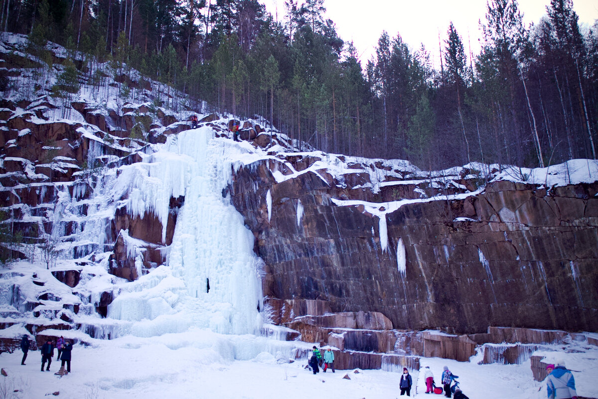 Ледяной водопад на Столбах, зима 2019