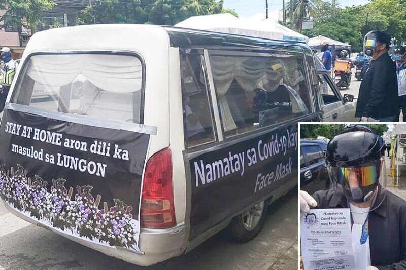 Катафалки на улицах Лапу-Лапу. Надписи на тагалоге.Фото из интернета.