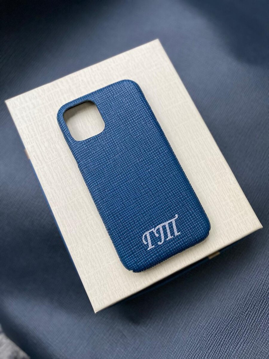 Кожаный синий чехол с инициалами Mobcase 1309 для iPhone 11 Pro