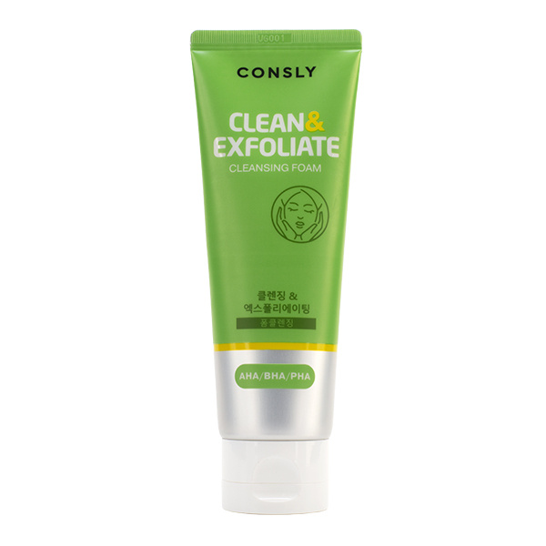 CONSLY AHA, BHA, PHA Cleansing Foam “Clean&Exfoliate”. Подойдёт для жирной, зрелой, комбинированной и проблемной кожи. Пенка содержит кислоты, которые способствуют отшелушиванию поверхности эпидермиса. Кислоты эффективно расщепляют жир, скопившийся за день на коже, и удаляют его. Пенка борется с появлением закрытых комедонов, чёрных точек и прыщей. Пенка выравнивает тон кожи, возвращает лицу гладкость, свежесть и здоровое сияние, подсушивает имеющиеся воспаления и способствует их ускоренному заживлению. Кислоты, входящие в состав, стимулируют интенсивное обновление кожи и осветляет пигментацию, а также они сужают поры.
