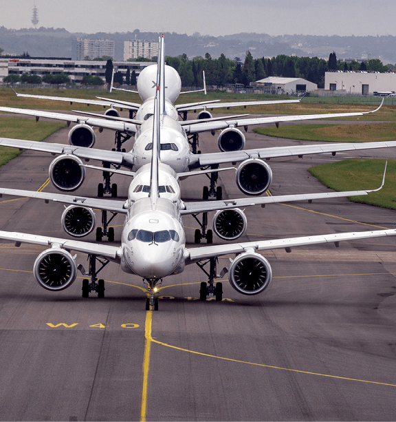 Airbus A220, A320, A330, A350 и Beluga XL готовы для группового полета. Фото: Airbus