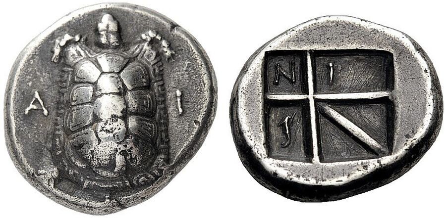 Серебряный статер, Эгина, VII век до н.э.