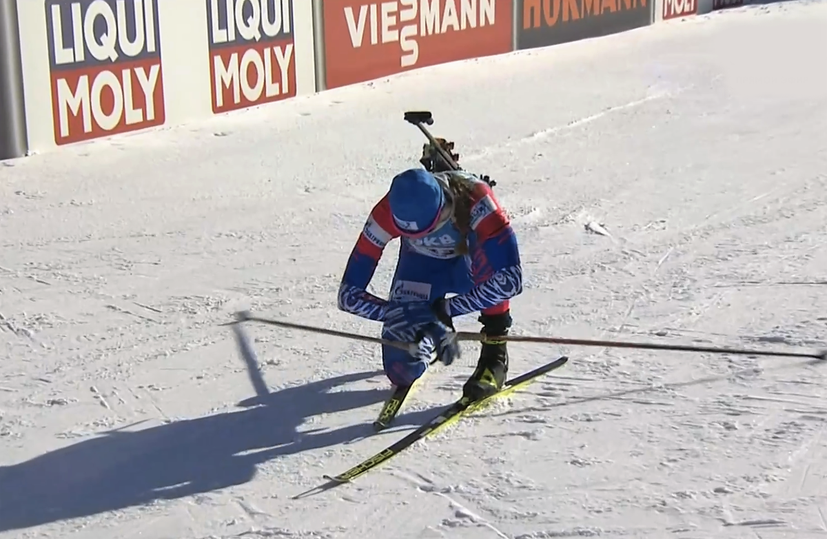 Светлана Миронова на финише спринта чемпионата мира в Поклюке. 