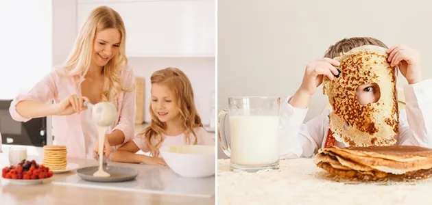 Приготовление блинов для всей семьи