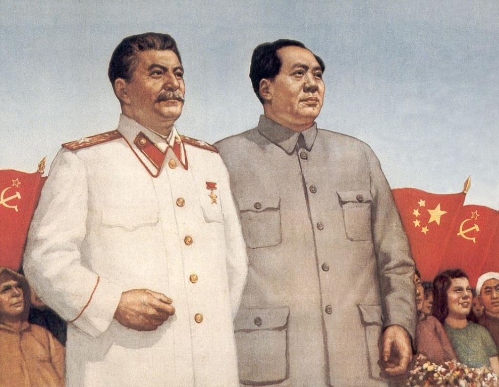 Китайский плакат со Сталиным и Мао Цзэдун