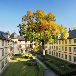 An der Universität 2. А вот уже внутренний дворик самого первого университетского корпуса. Тут есть большие лекционные залы и одна из библиотек. Кафедры теологии и философии. Изображение взято с сайта университета. 