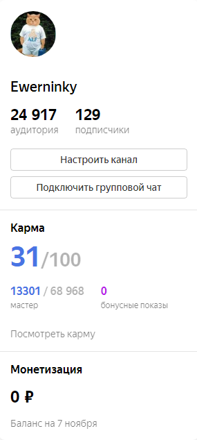 Баланс стоит по нулям уже несколько месяцев, так как я не подключил монетизацию