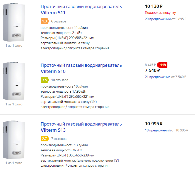 Карточки колонок Vilterm на Маркете