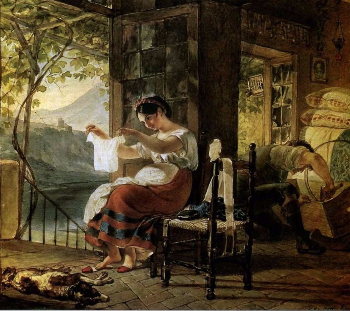 КАРЛ БРЮЛЛОВ. ИТАЛЬЯНКА, ОЖИДАЮЩАЯ РЕБЕНКА. 1830. ГОСУДАРСТВЕННЫЙ РУССКИЙ МУЗЕЙ