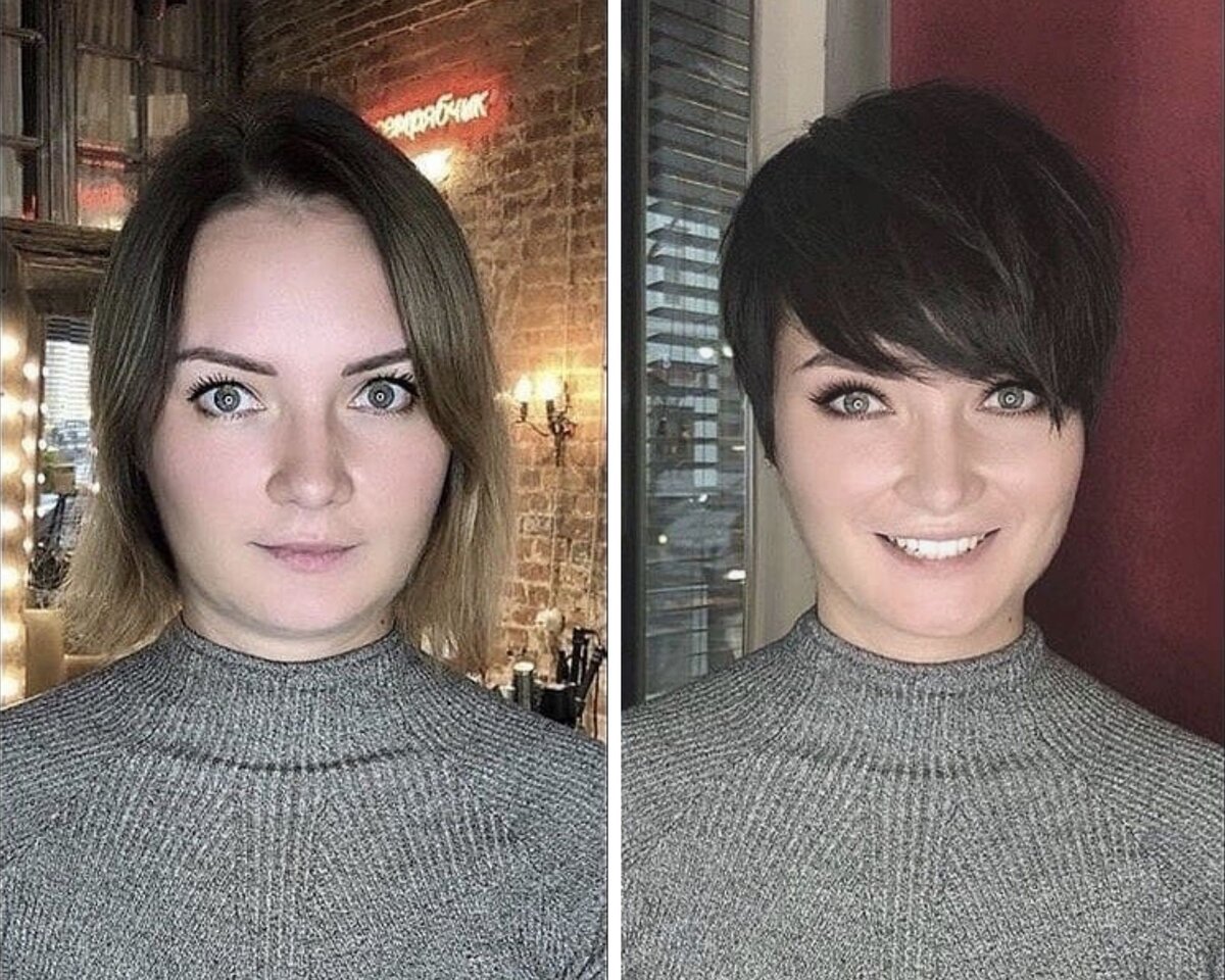 Стрижка до и после женская