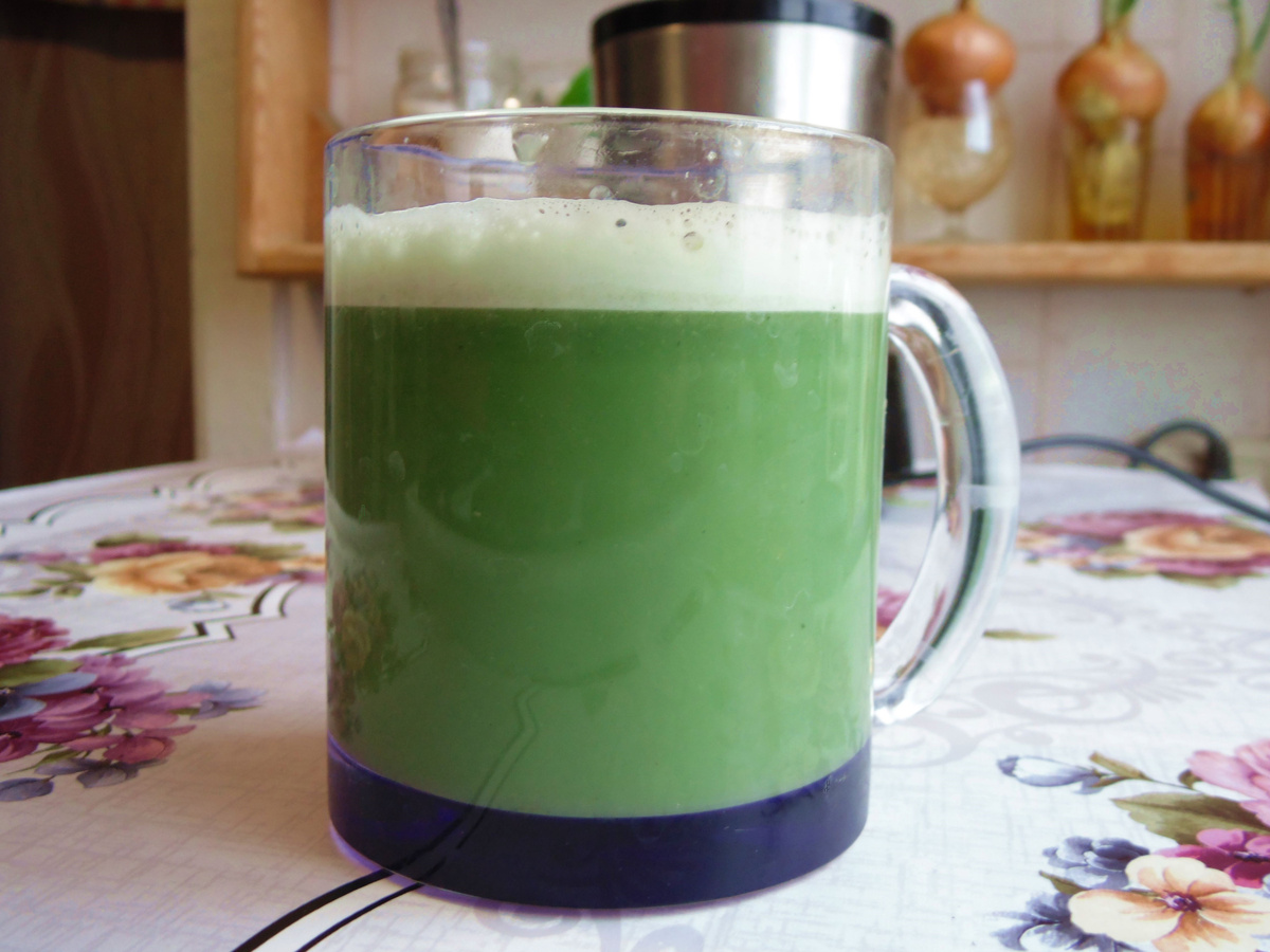 Жирный зеленый коктейль с водорослями и семенами. Общеукрепляющий 