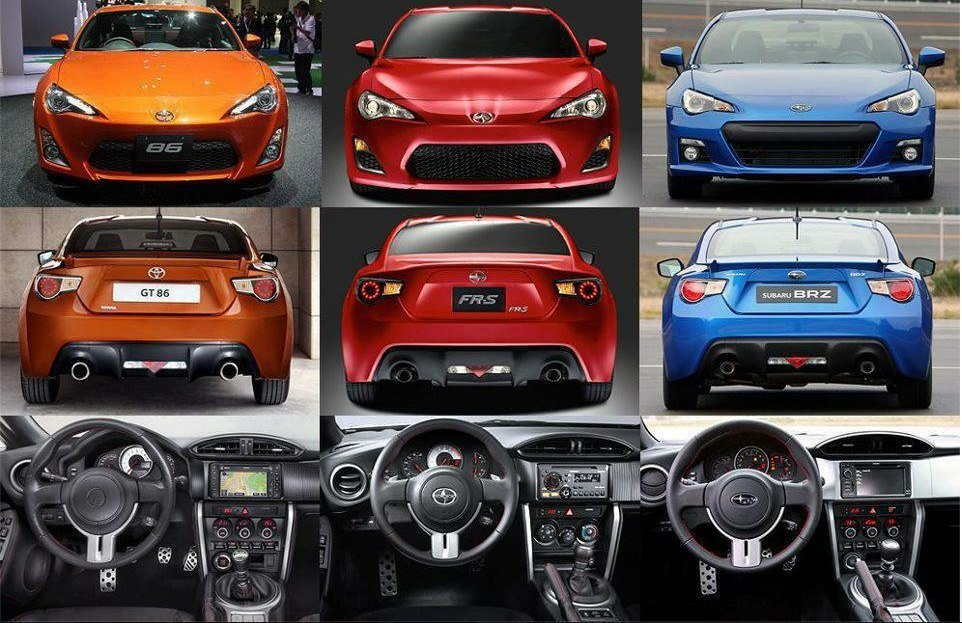 Чем отличается авто. Toyota gt86 и Subaru BRZ. Subaru BRZ Toyota gt86 и Scion fr-s. Subaru BRZ И Toyota gt 86 и Scion. Toyota gt86 Subaru BRZ Scion FRS.