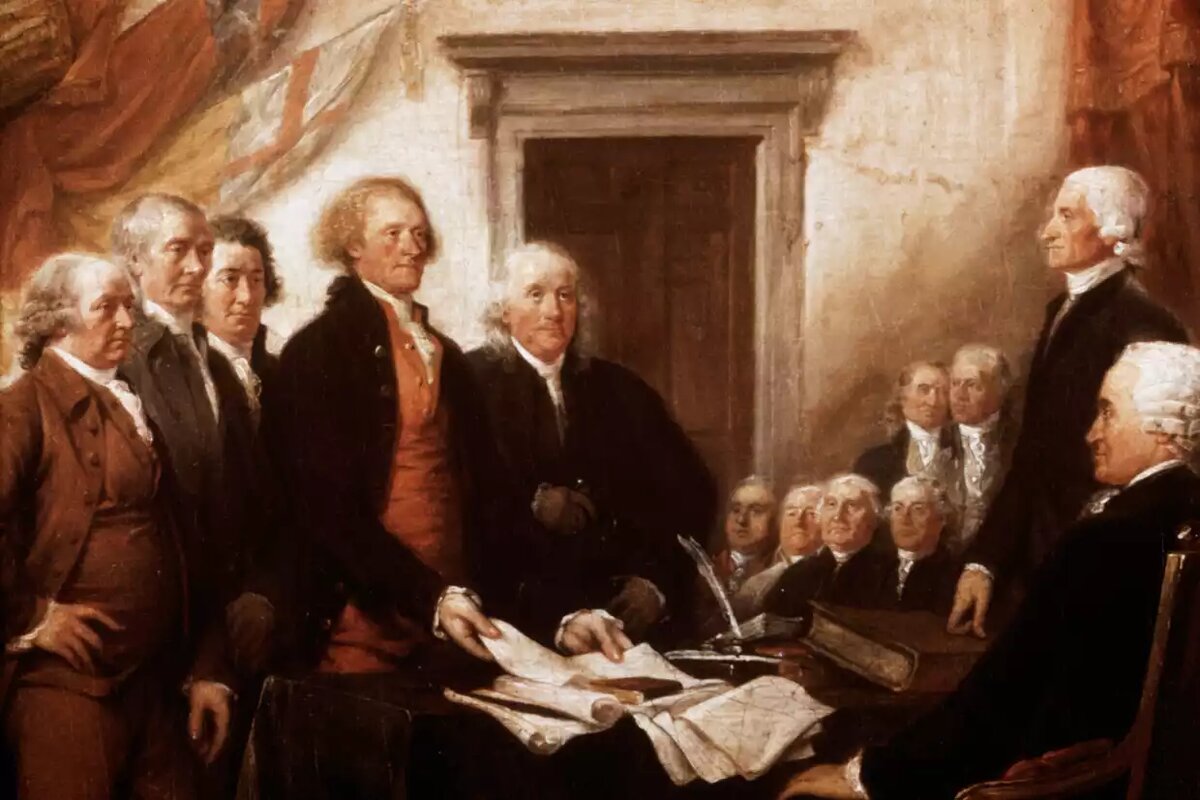 Момент подписания Декларации о независимости, 4 июля 1776 года
