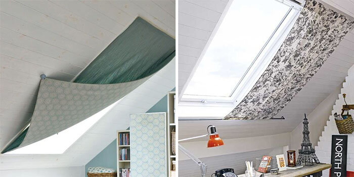 
 Верхнюю часть шторы вы закрепите вверху, а дальше пропустите полотно  через нижний карниз. В зависимости от длины и натяжения мансардной шторы  вы можете придать ей разные положения – от полного прилегания к стене  до воздушной формы паруса. 