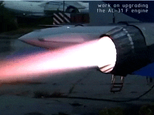 Работа двигателя АЛ-31Ф.