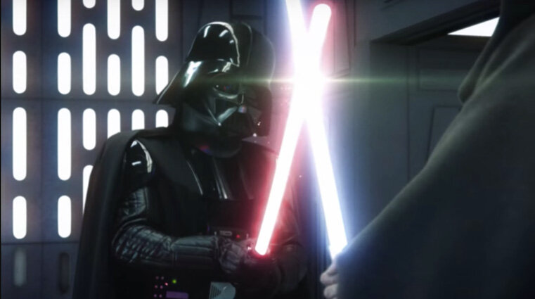 Битва Дарт Вейдера и Кадр из фильма "Звездные войны"