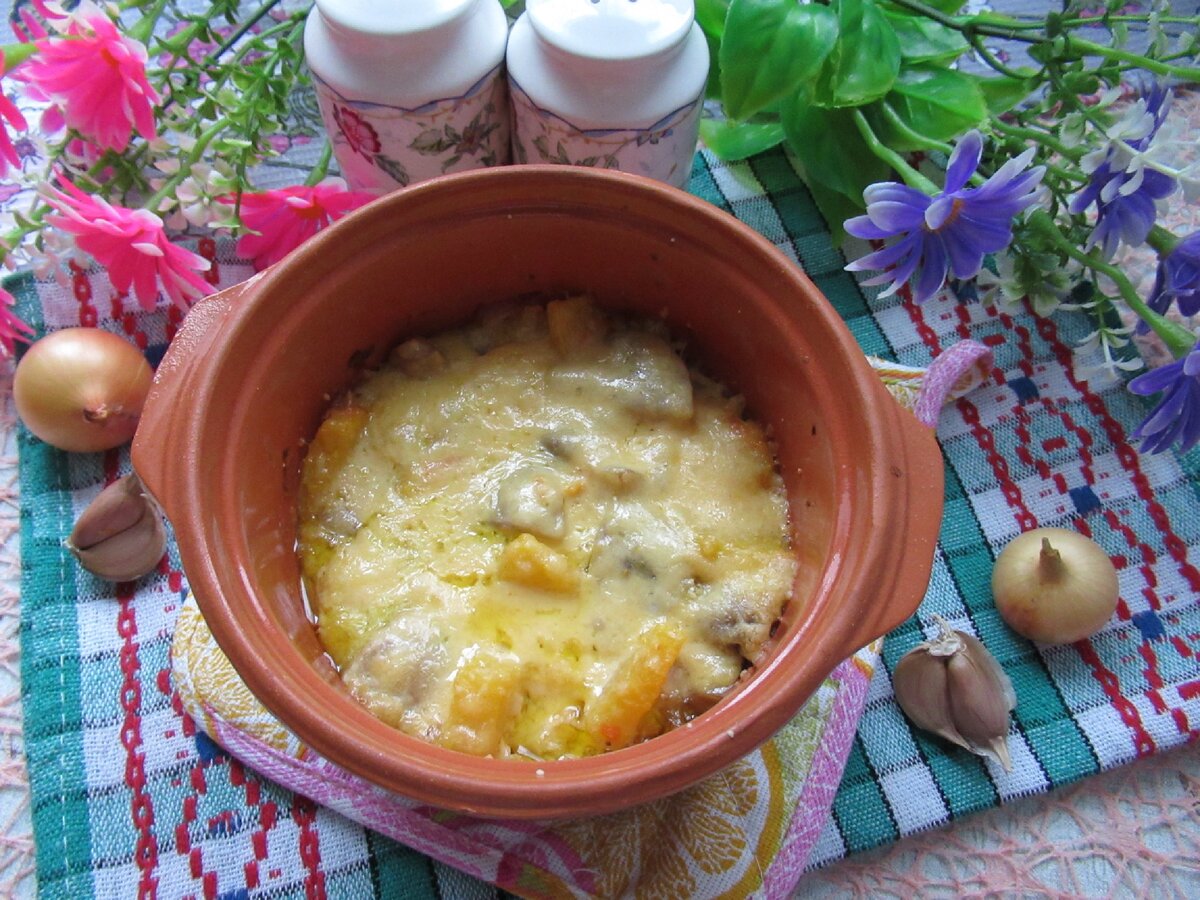 Грибная запеканка с кабачком