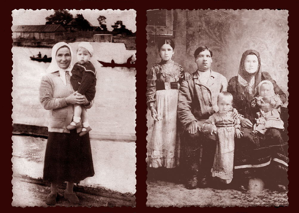             Баба Люба на Волге (слева).                                  Люба в детстве, стоит (справа) 