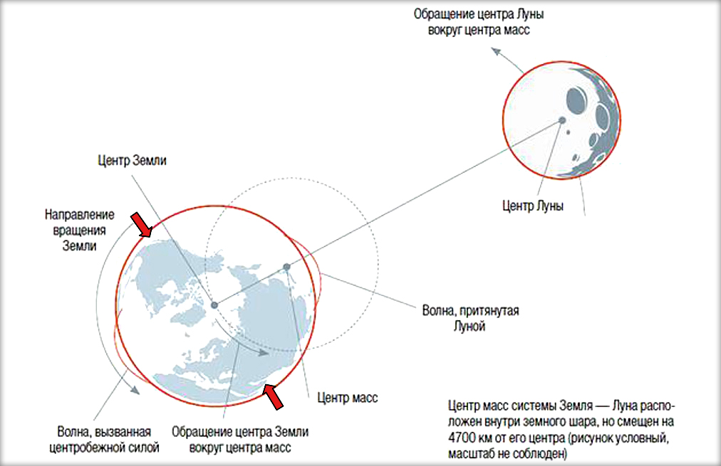Схема вращения луны вокруг земли