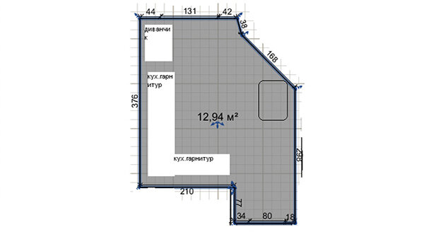 План нестандартной кухни