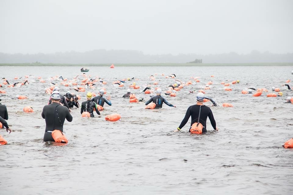 Участники заплыва уходят на старт