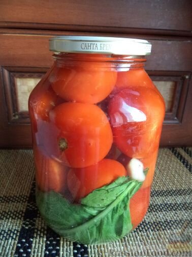 помидоры, чеснок, листья хрена, лавровый лист, зонтики укропа, зелень укропа, соль