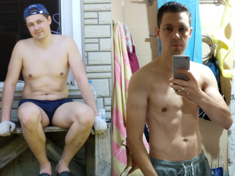 Это никому неизвестный НЕкачок до диеты (слева) и после диеты (справа)