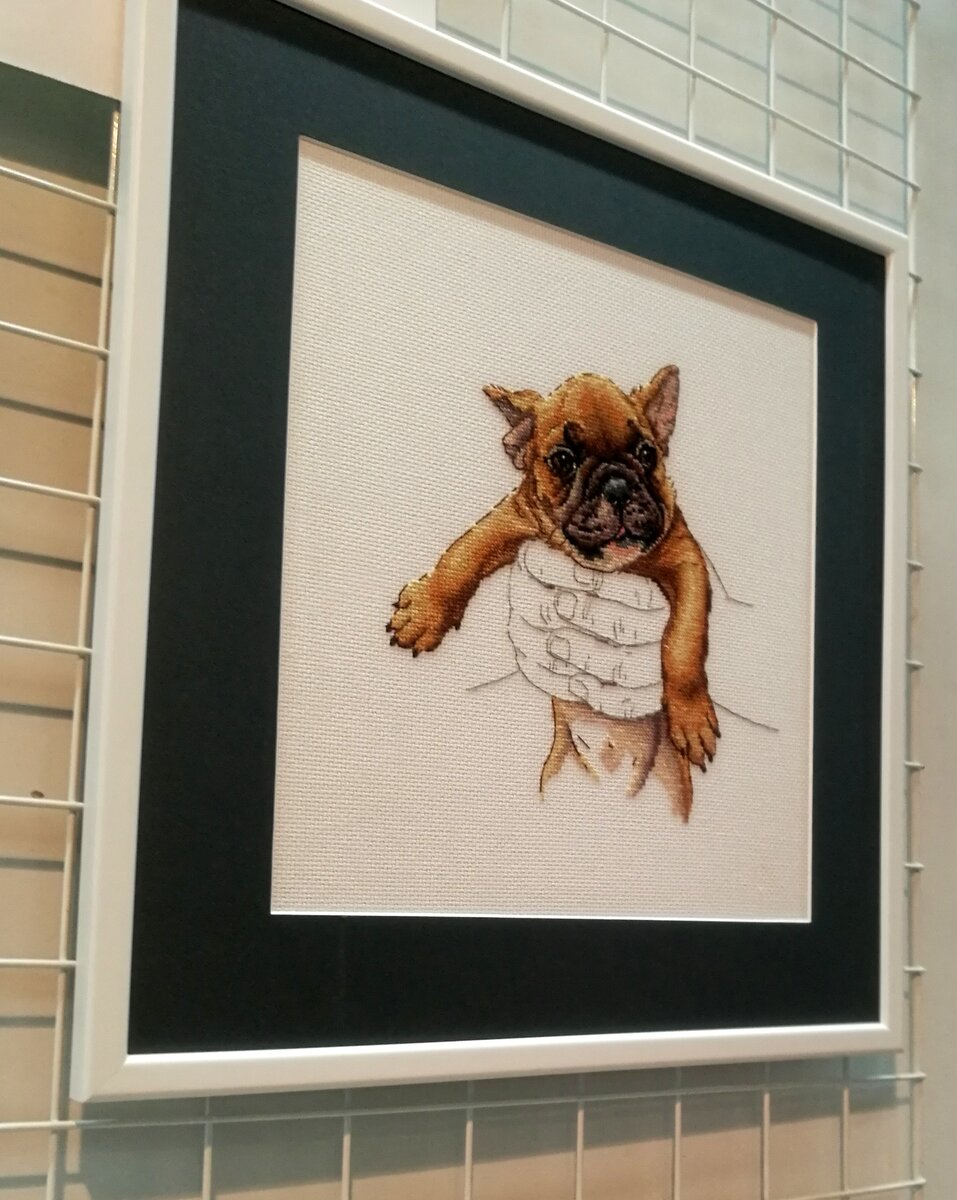 Вышивка крестом. Тепло в ладонях. Щенок французского бульдога RTO, M821