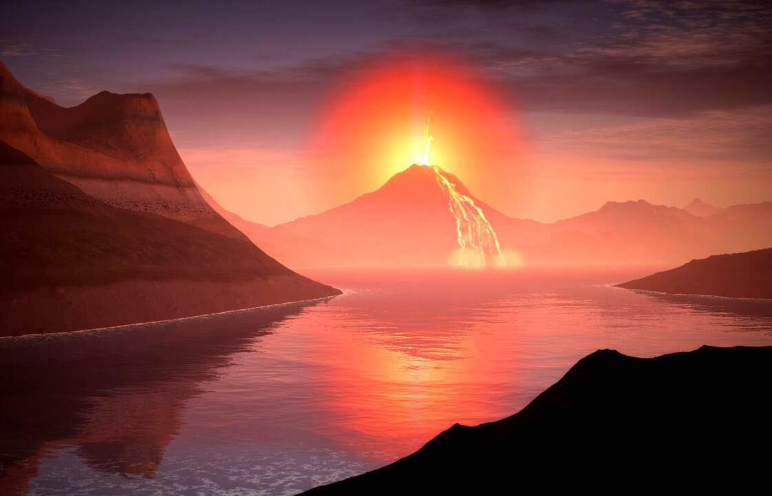 извержение вулканического участка