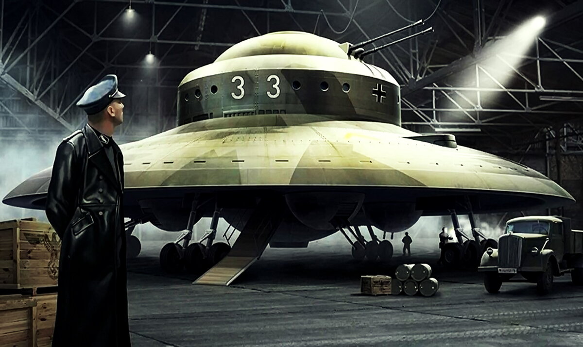 Иллюстрация на тему немецкой летающей тарелки.