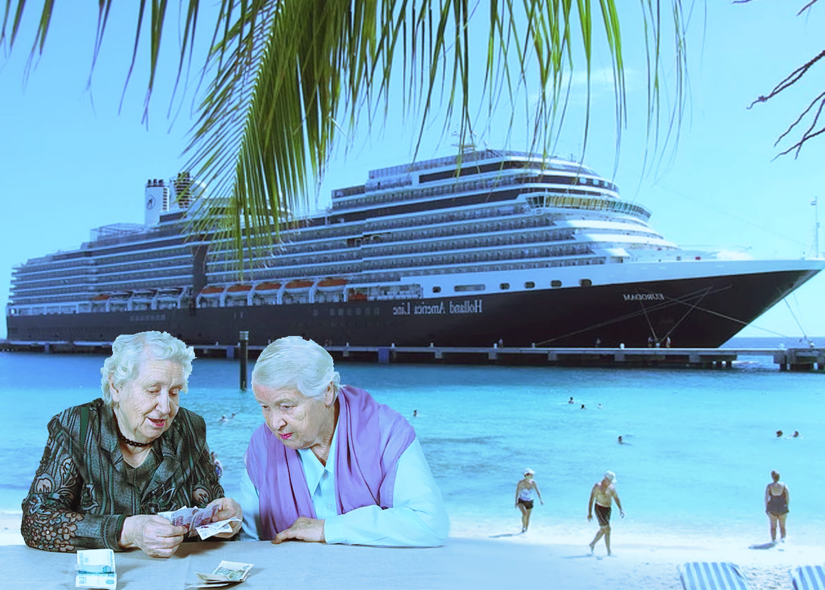 Бабушки путешествуют. Богатый пенсионер. Пожилые на лайнере. Круизы для пенсионеров. Американские пенсионеры.