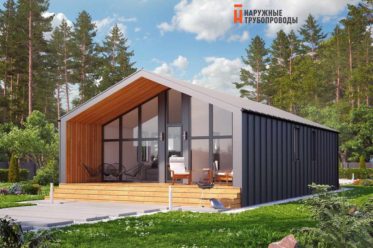 Каркасный барн-хаус 70 м2, утепление напылением ППУ.