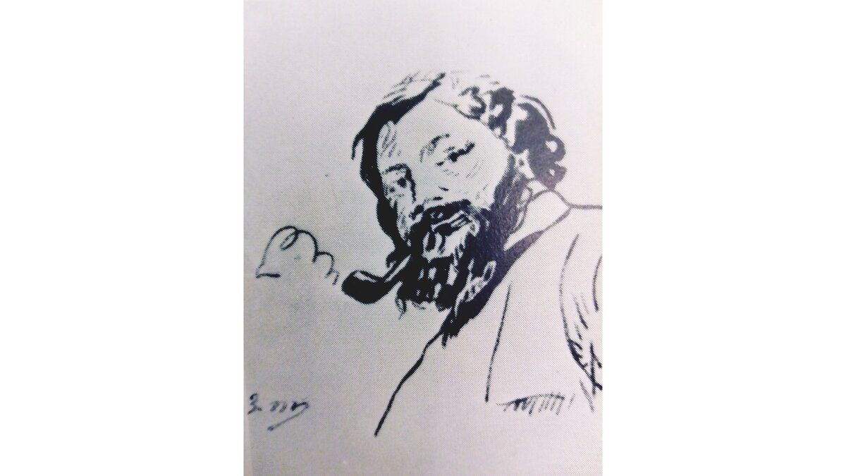 Густав Курбе, французский художник, один из основоположников реализма. Рисунок Эдуара Мане, 1878 г.