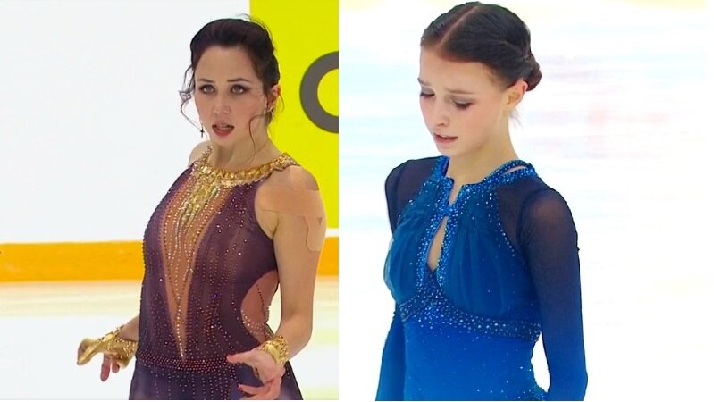 Елизавета Туктамышева и Анна Щербакова после короткой программы