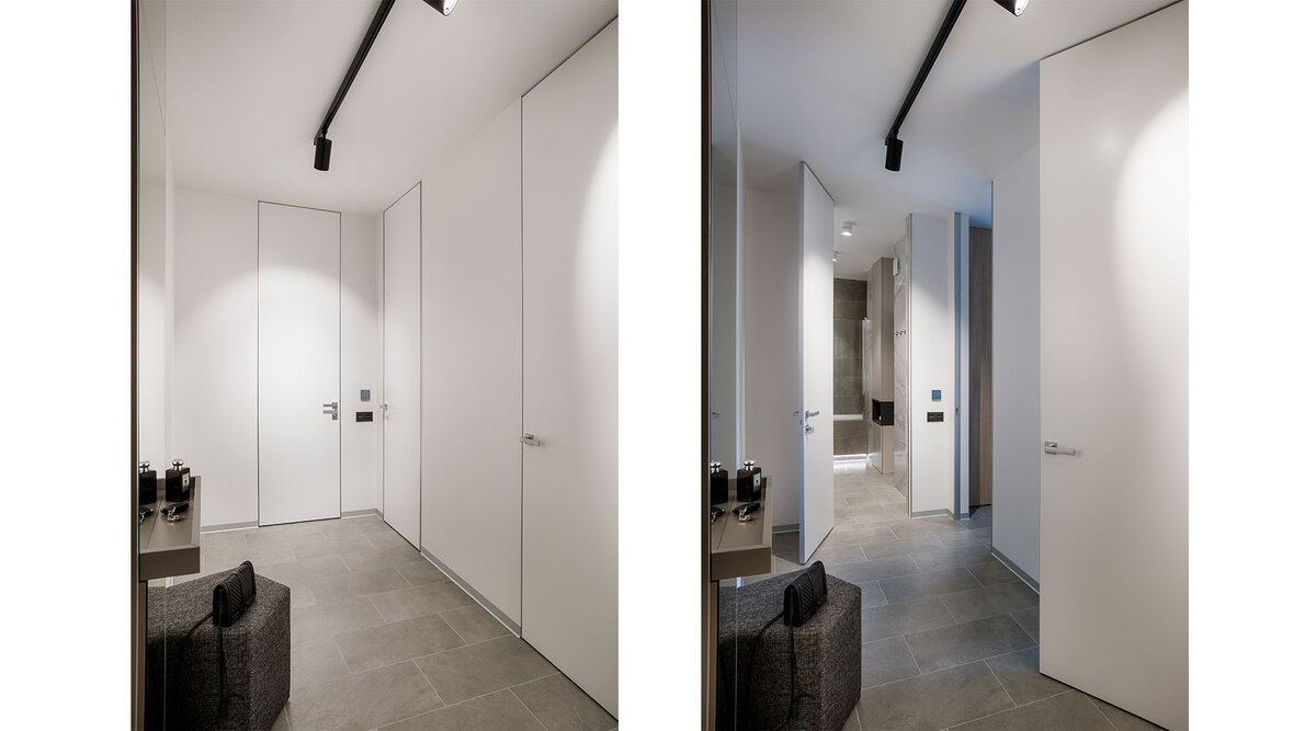 Высокие двери Sofia, коллекция Skyline, двери под покраску. Проект mediana interiors