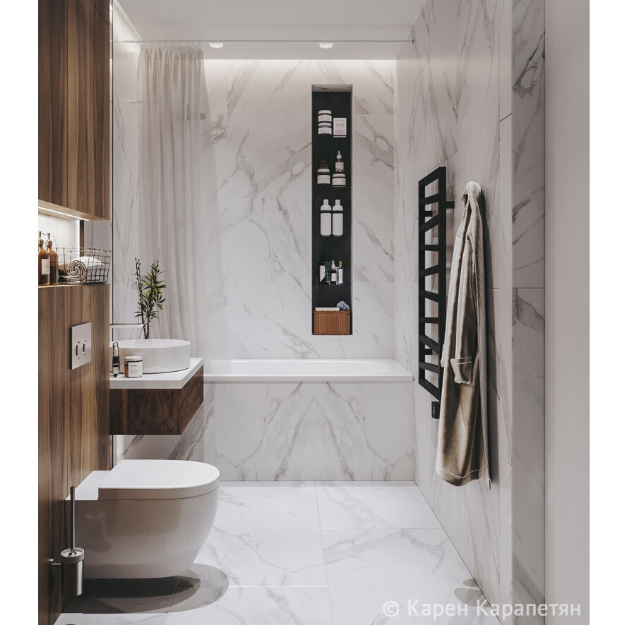 Проект ванной в квартире 68 м², ЖК "Зиларт", Москва