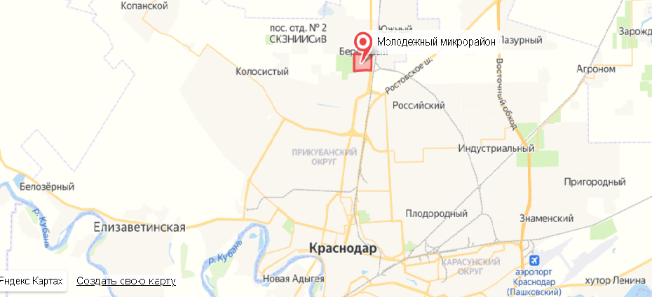 район на карте города.