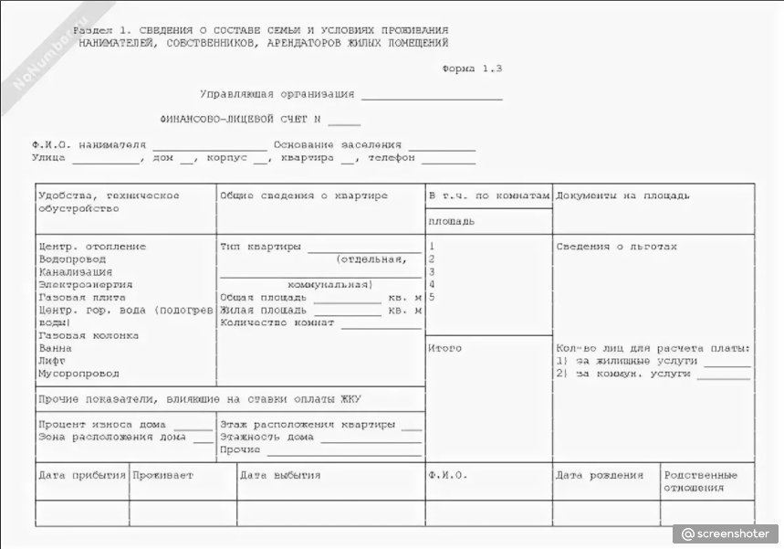 Образец финансового лицевого счета с места жительства образец