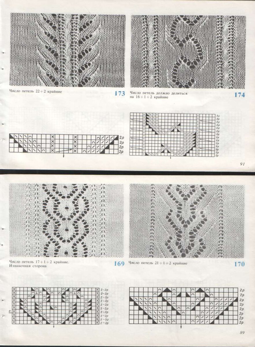 Ажурные узоры на вязальной машине однофонтурной