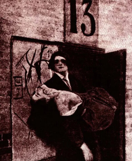 Михаил Ларионов и Наталья Гончарова, единственный сохранившийся кадр из фильма  «Драма в кабаре футуристов №13» 