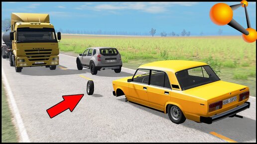 ШИНОМОНТАЖ СМЕРТИ! ОТОРВАЛО КОЛЕСА НА ХОДУ - BeamNg Drive