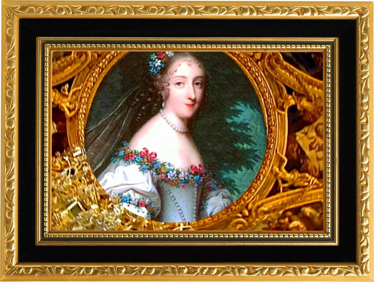 Портрет Луизы де Лавальер (1644-1710), фаворитки Людовика XIV во Франции (1638-1715). Художник Жан Петито. Миниатюра. Из открытых источников