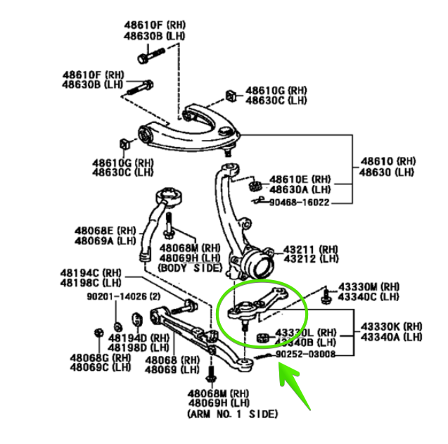 Традиционно любой выворот здесь начинается с модернизации рулевых сошек. Передняя подвеска на этих автомобилях двухрычажная. Сошка, которая объединена в одну деталь с шаровой опорой, идёт съёмная (см. схему). 