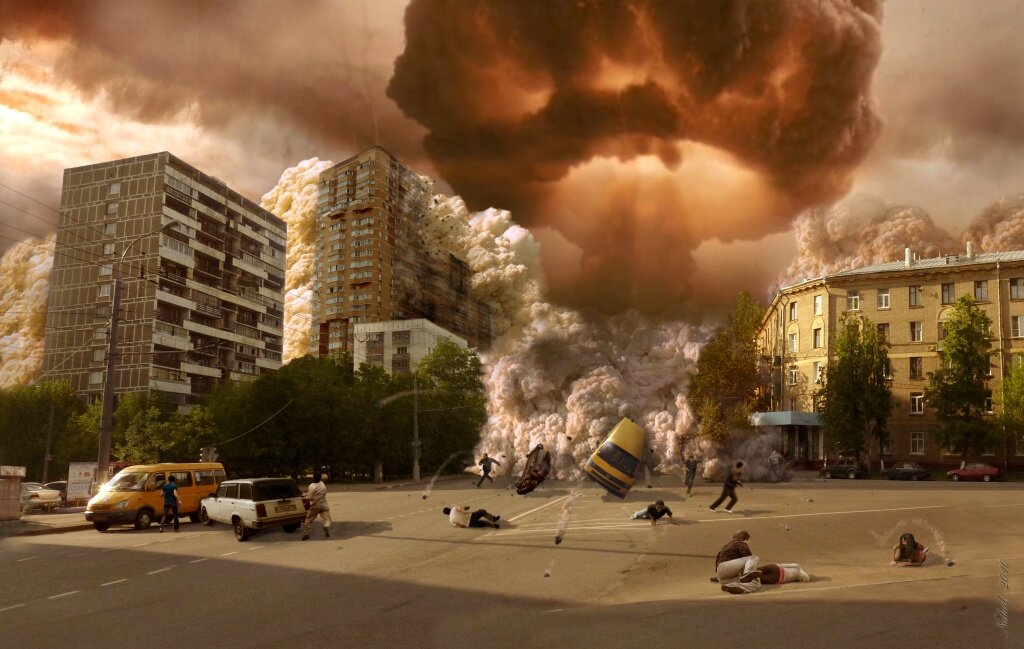 Люди атомного города. Ядерный взрыв в городе. Ударная волна взрыва. Взрывная воздушная волна.