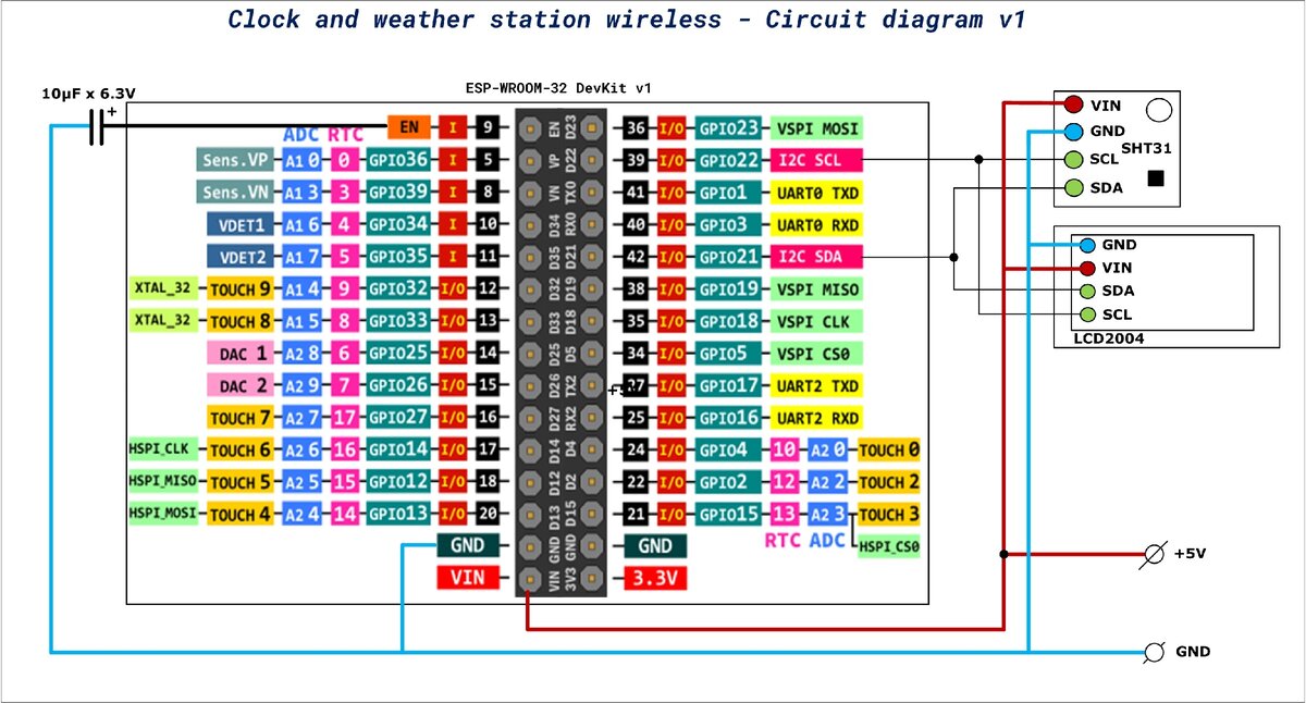 Wi-Fi Clock ESP32 принципиальная электрическая схема