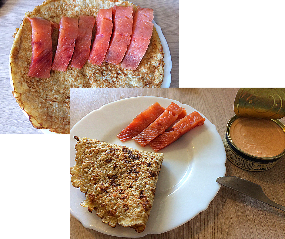 Блины остались со вчерашнего завтрака, 2 штуки на 120 грамм