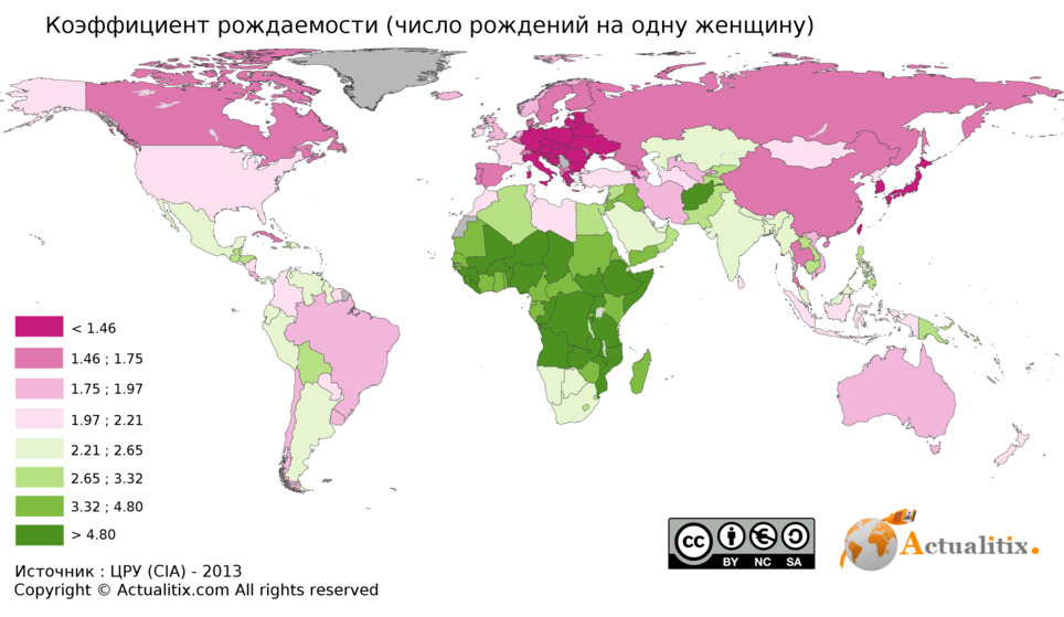 Карта рождаемости и смертности