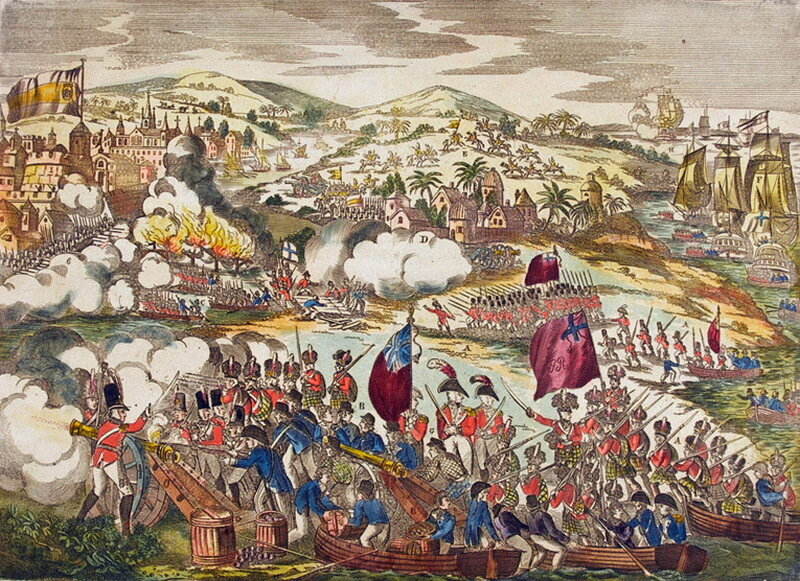 Захват Буэнос-Айреса англичанами, литография 1806 года.
